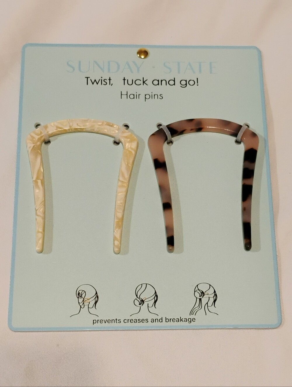 Sunday State Twist & Tuck Hair Pins — Cream Marble and Tortoiseshell